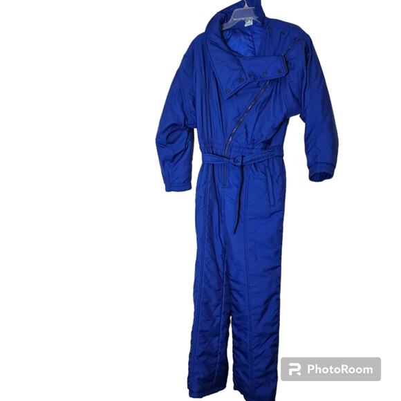Rodeo Vintage Retro Ski Suit Snowsuit One Piece Unisex Royal Blue - Picture 2 of 15